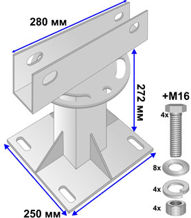 Опора анкерная поворотная на парапет - в цвете цинк